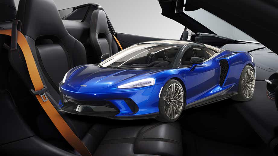 Interior view with model of a McLaren GT