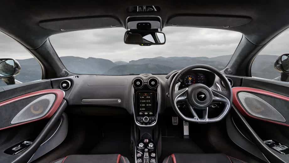 interior dashboard view of a Mclaren GT