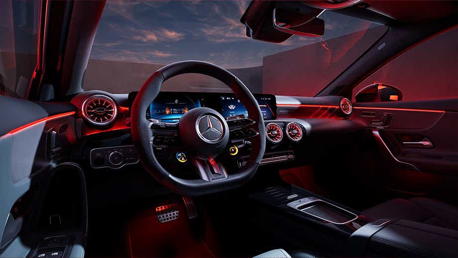 Interior dashboard of a Mercedes-Benz AMG A 35