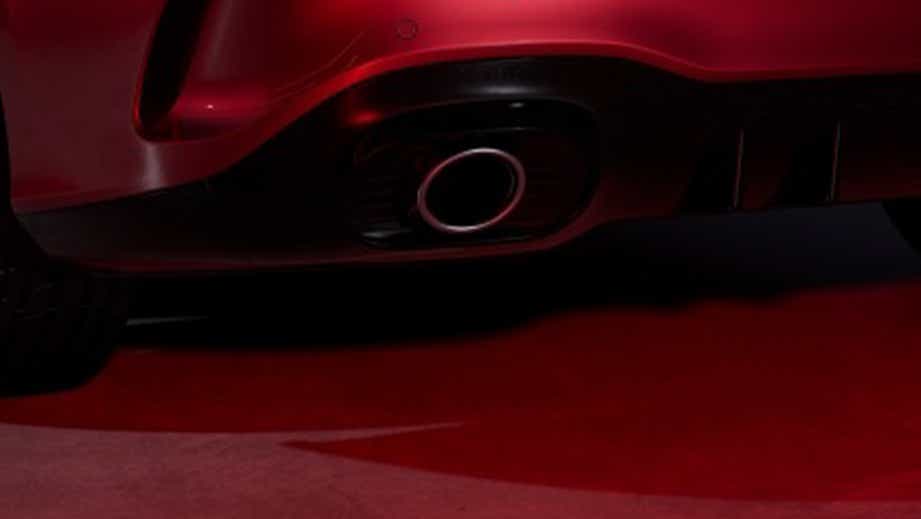 rear bumper and exhaust close-up of a Mercedes-Benz AMG A 35