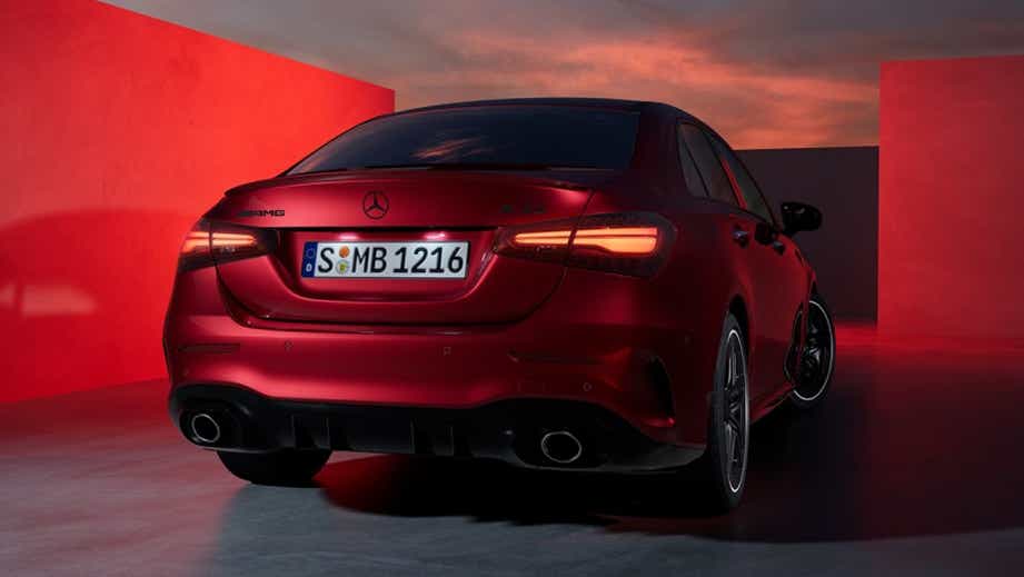 rear three-quarter view of a Mercedes-Benz AMG A 35