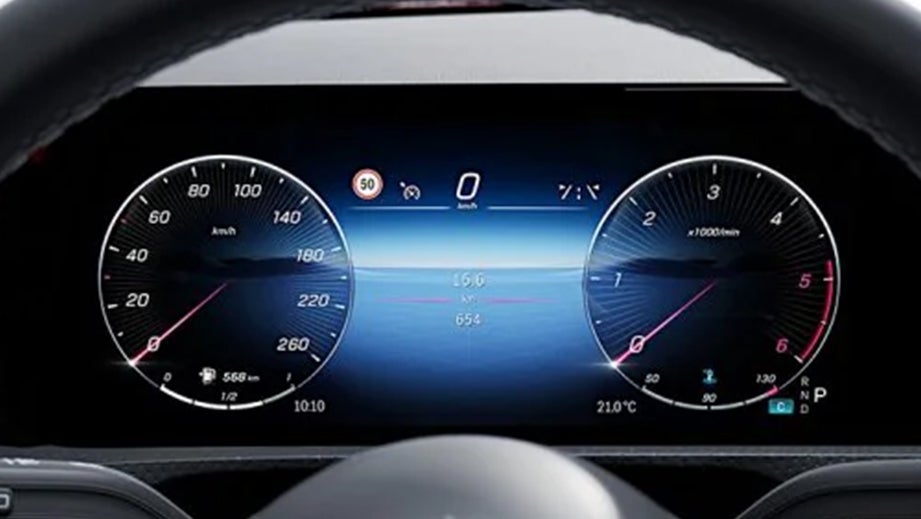 Instrument cluster close-up of a Mercedes-Benz Amg A 45 S
