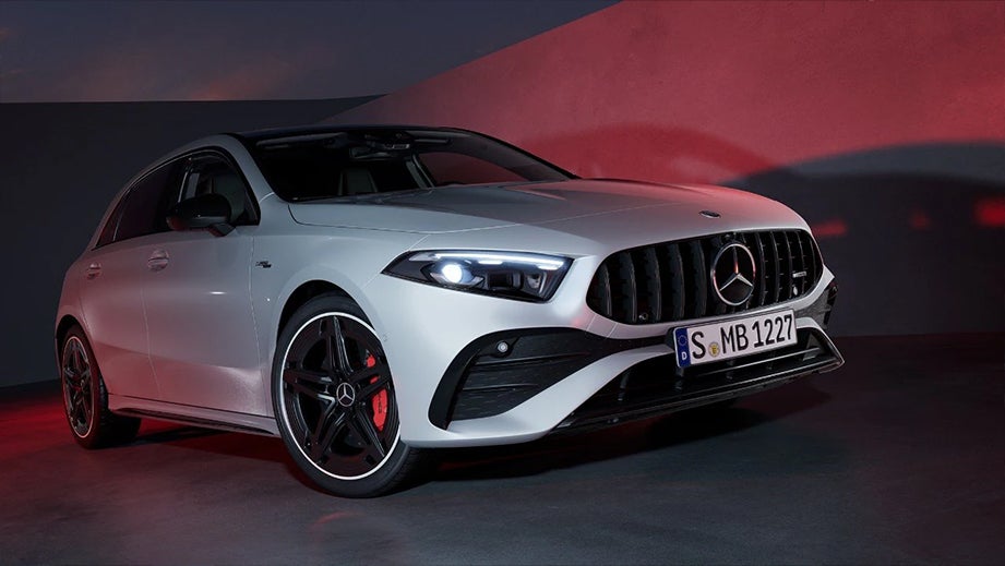 front three-quarter view of a Mercedes-Benz Amg A 45 S