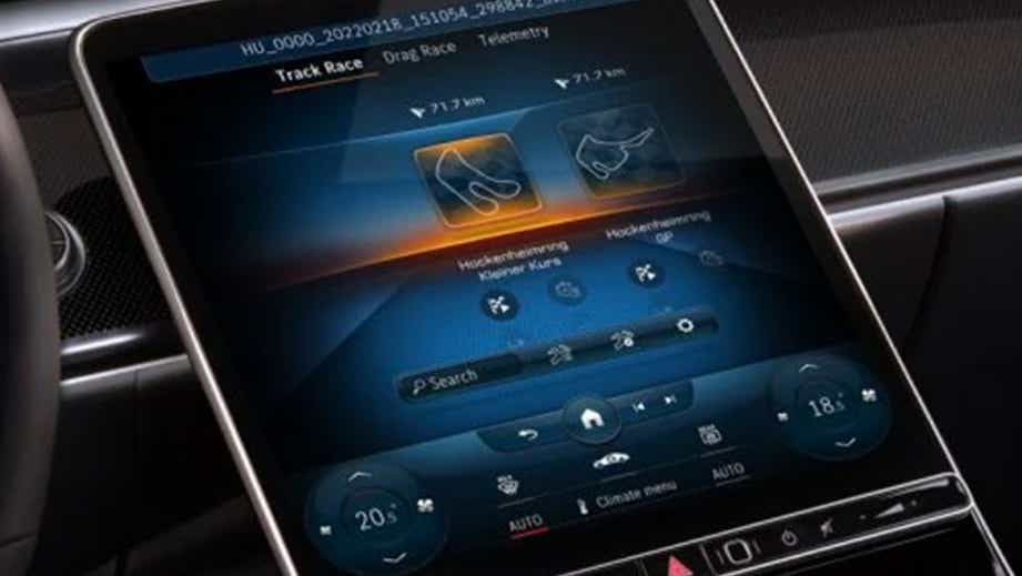 Interior dashboard touchscreen of a Mercedes-Benz Amg A 45 S