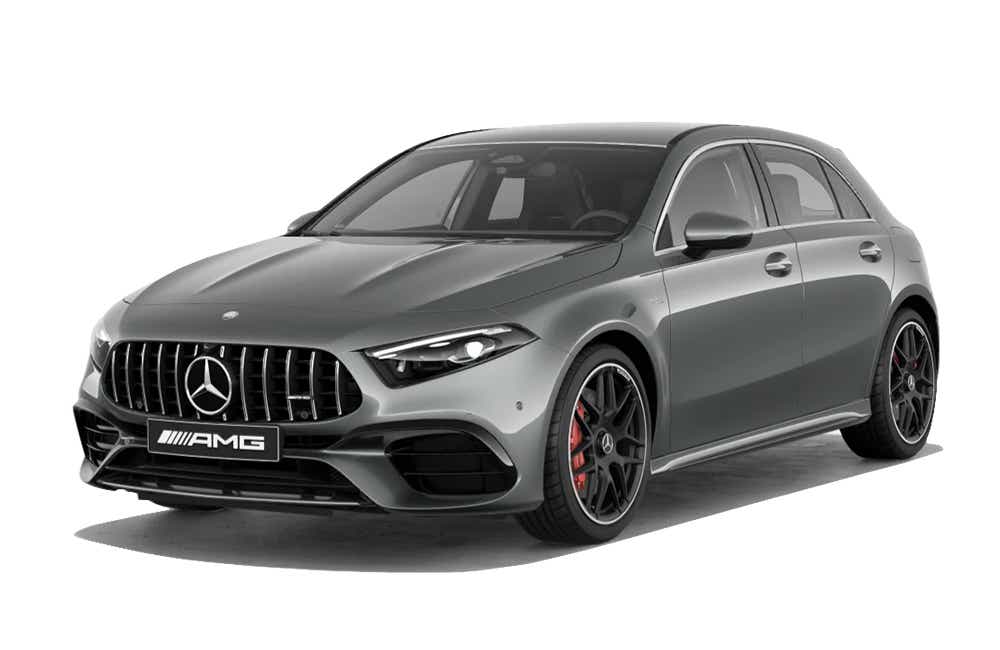 front three-quarter view of a Mercedes-Benz Amg A 45 S