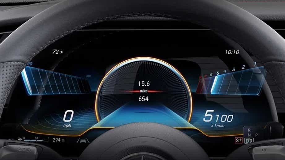 Digital dashboard of a Mercedes-Benz AMG E 53 Cabriolet