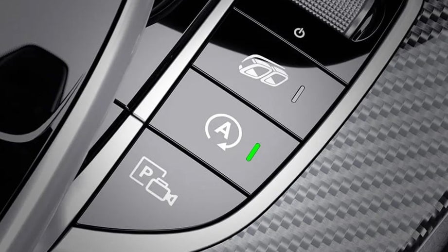 Center console button controls of a Mercedes-Benz AMG E 53 Cabriolet