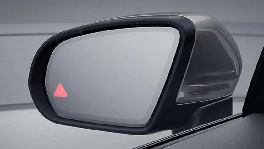 Side mirror close-up of a Mercedes-Benz AMG E 53 Cabriolet