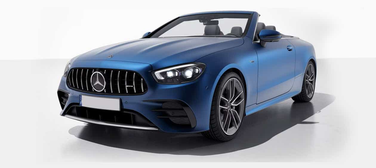 front three-quarter view of a Mercedes-Benz AMG E 53 Cabriolet