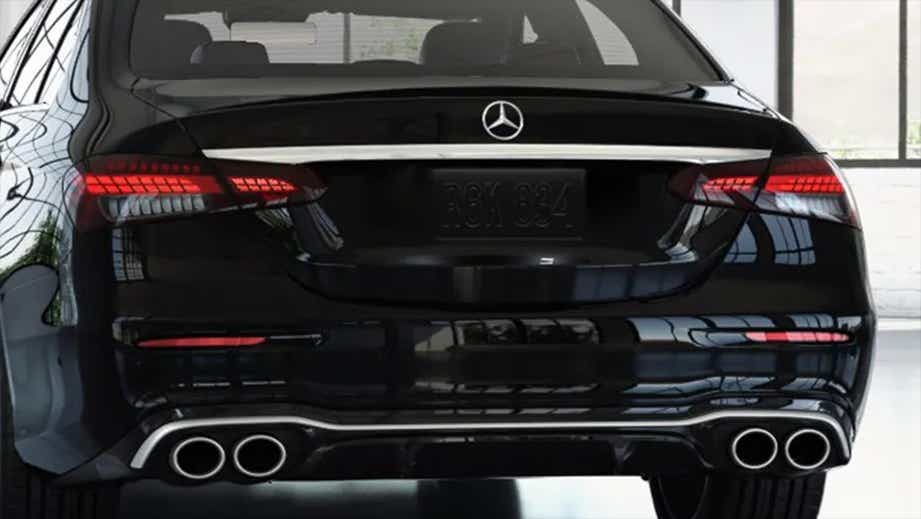 Rear view of a Black Mercedes-Benz AMG E 63