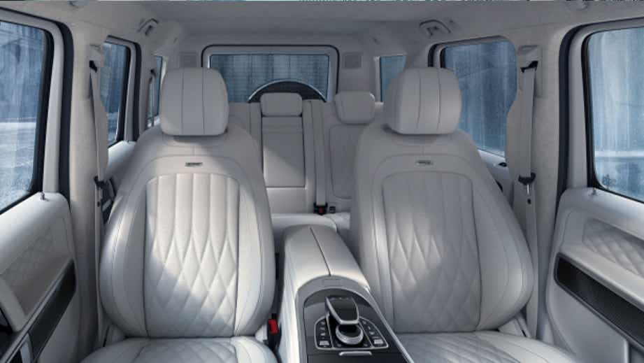 interior front seats and dashboard of a Mercedes-Benz AMG G 63