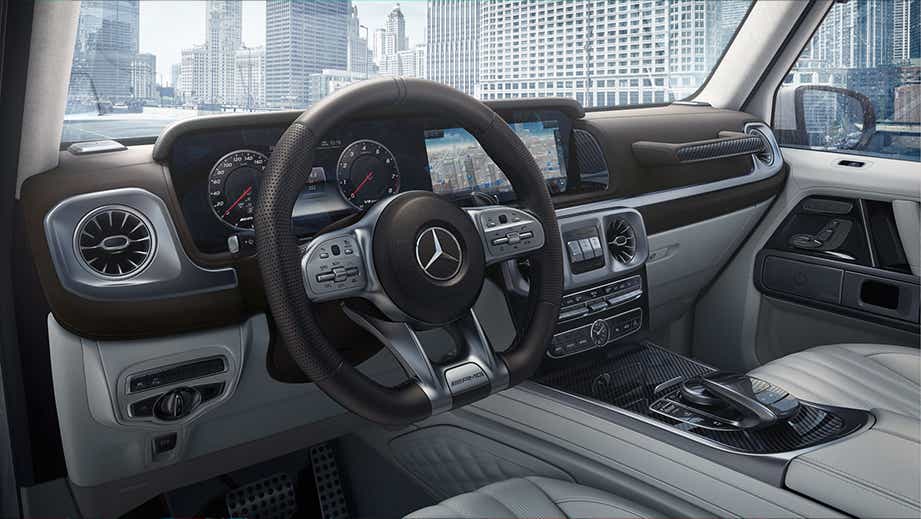 Interior dashboard view of a Mercedes-Benz AMG G 63