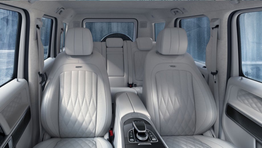 Interior front seats and dashboard of a Mercedes-Benz AMG G 63