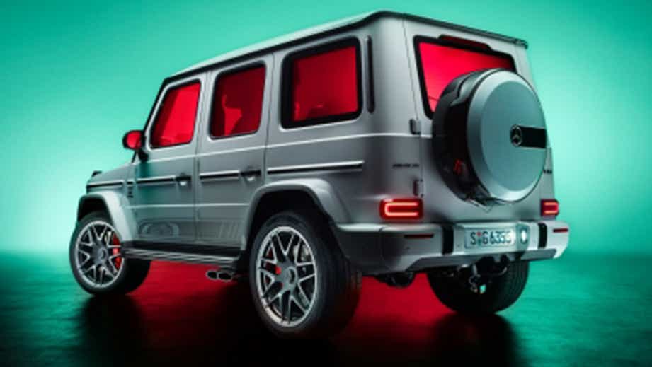 Rear three-quarter view of a Mercedes-Benz AMG G 63