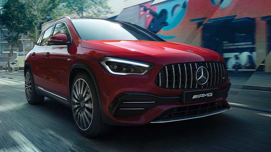Front view of a Mercedes-Benz AMG GLA 35