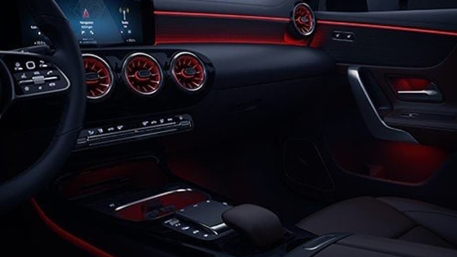 Interior dashboard of a Mercedes-Benz AMG GLA 35