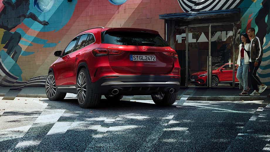 Rear view of a Mercedes-Benz AMG GLA 35