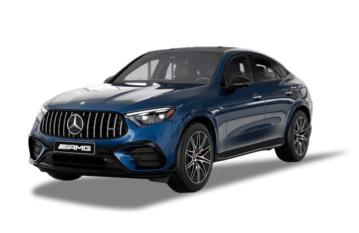 front three-quarter view of a Spectral Blue Mercedes-Benz AMG GLC 43