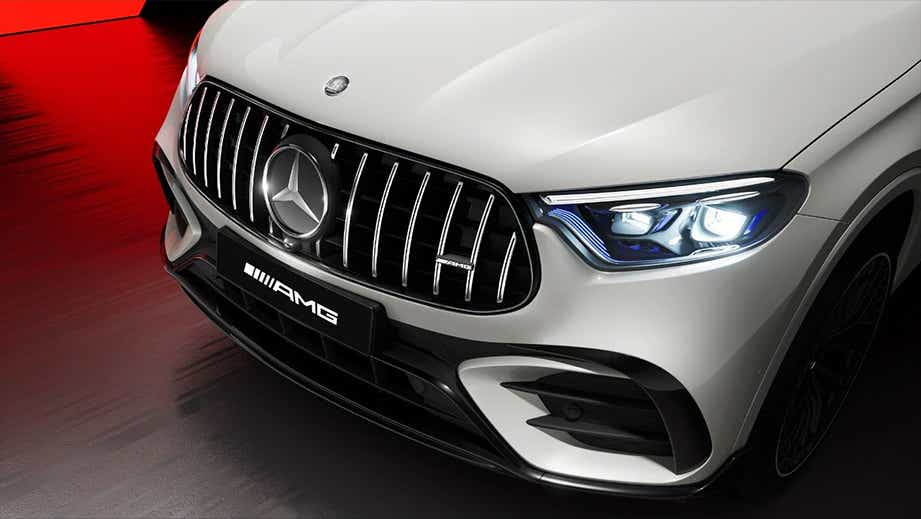 Front view of a Polar White Mercedes-Benz AMG GLC 43