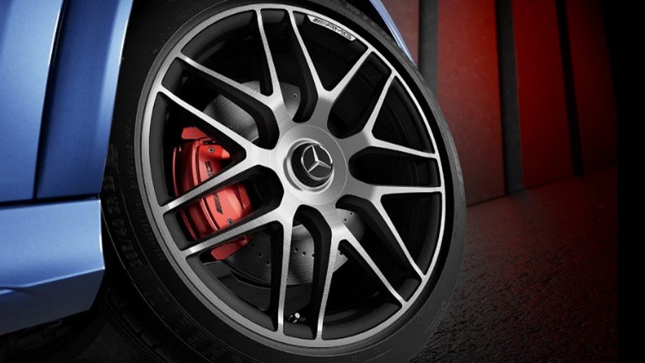 Close-up of a wheel of a Mercedes-Benz AMG GLE 53 Coupe
