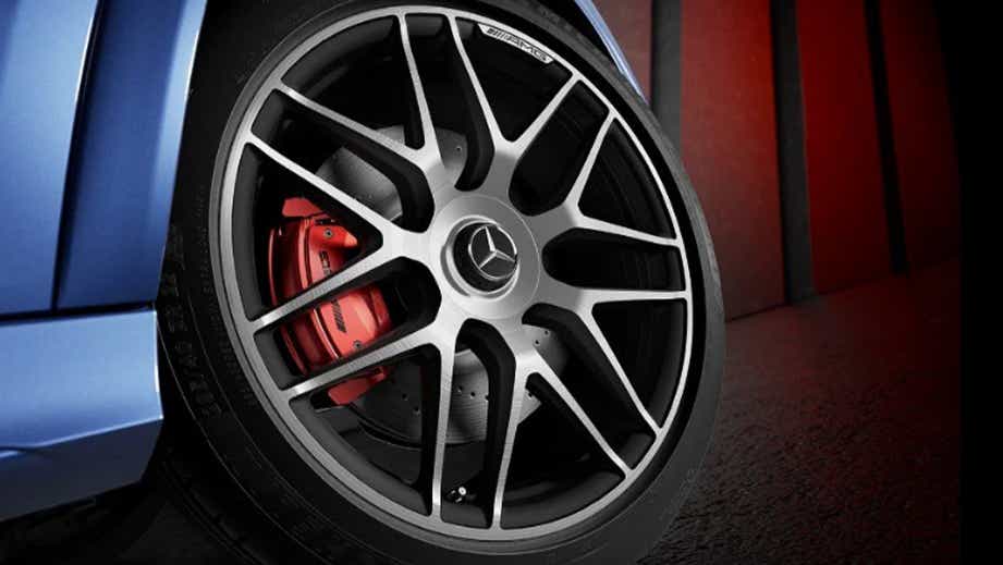 Close-up of a wheel of a Mercedes-Benz AMG GLE 53 Coupe