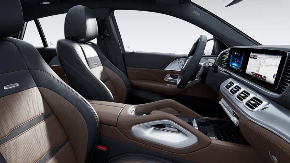 Interior front seats and dashboard of a Mercedes-Benz AMG GLE 53 Coupe