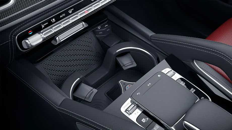 Interior center console of a Polar White Mercedes-Benz AMG GLE 63 S