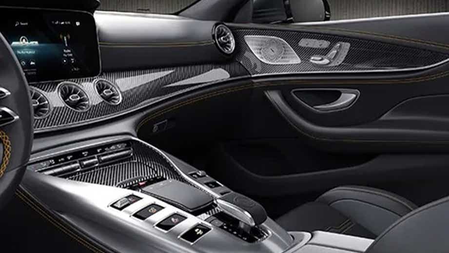Interior dashboard view of a Mercedes-Benz AMG GT 4 Door Coupe