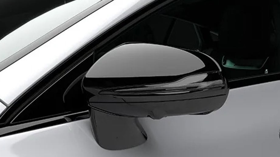 Side mirror close-up of a Mercedes-Benz AMG GT 4 Door Coupe