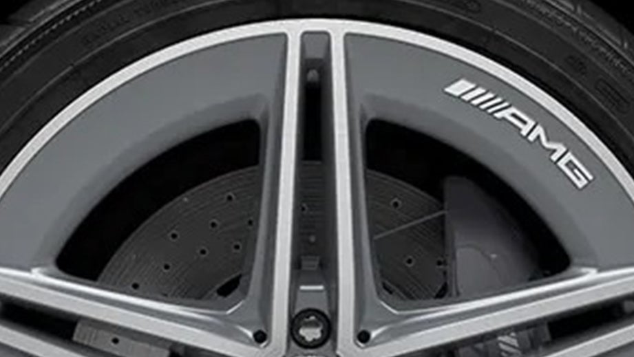 close-up of a wheel of a Mercedes-Benz AMG GT 4 Door Coupe