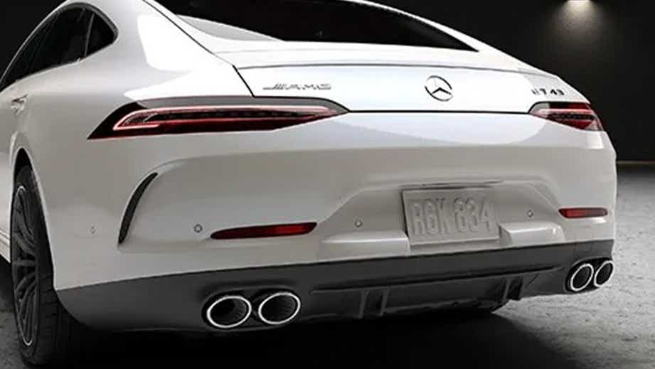 Rear view of a Mercedes-Benz AMG GT 4 Door Coupe