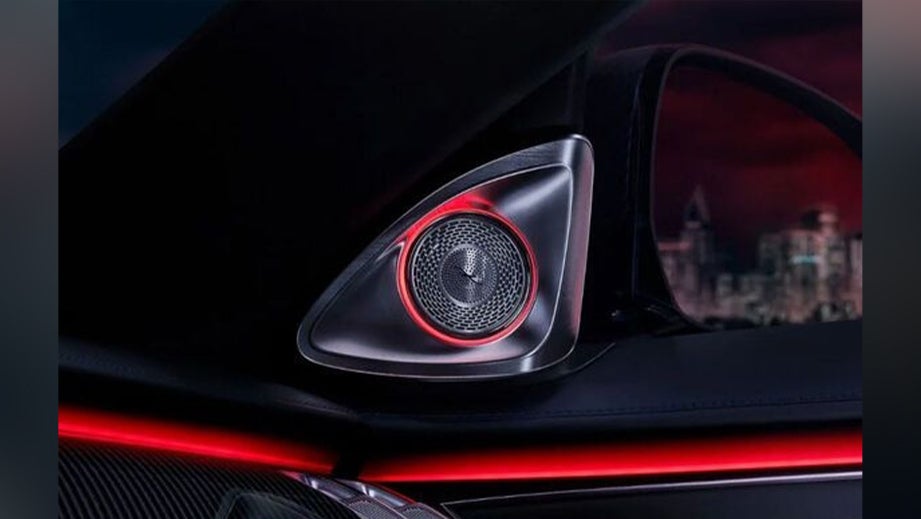 interior speaker detail of a Polar White Mercedes-Benz AMG S 63