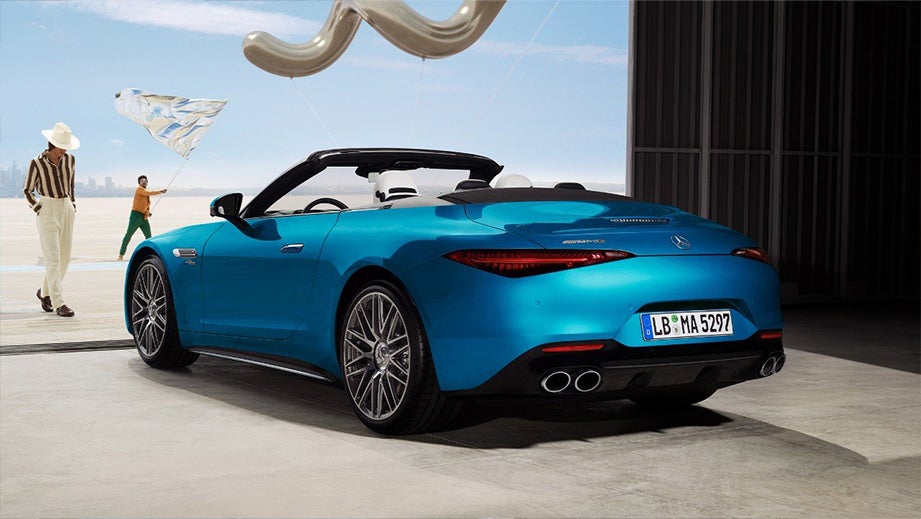 rear three-quarter of a Mercedes-Benz AMG SL convertible