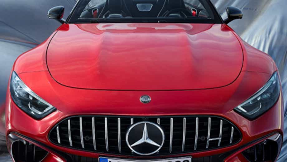 front view of a Patagonia Red Bright Mercedes-Benz AMG SL