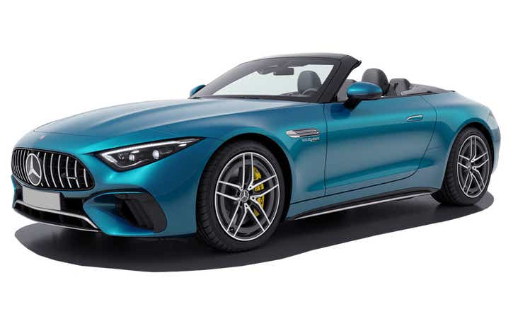 front three-quarter view of a Mercedes-Benz AMG SL convertible