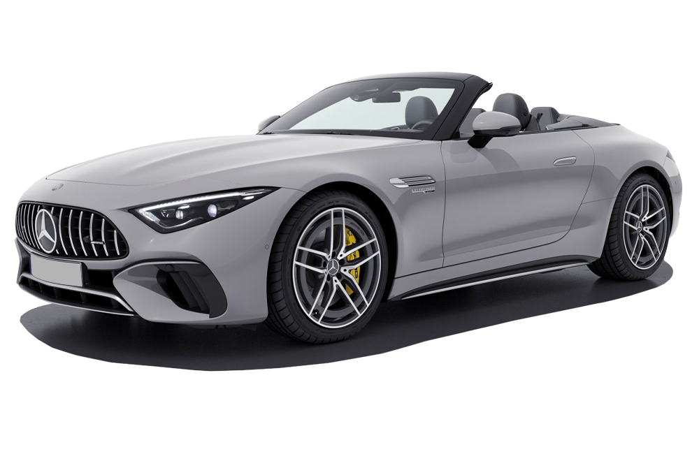 front three-quarter view of a Alpine Grey Solid Mercedes-Benz AMG SL