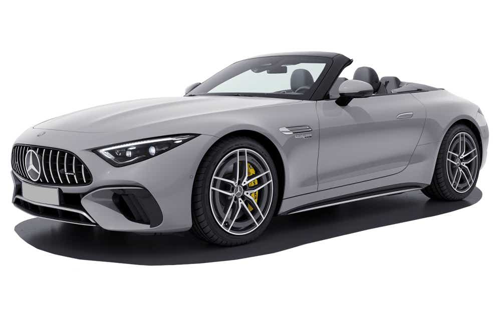 front three-quarter view of a Alpine Grey Solid Mercedes-Benz AMG SL