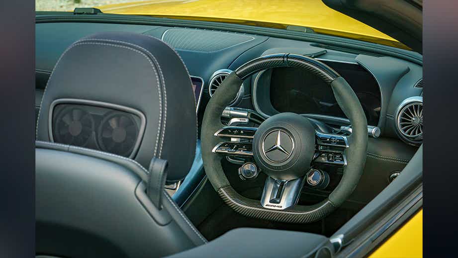 interior dashboard and steering wheel of a Mercedes-Benz AMG SL