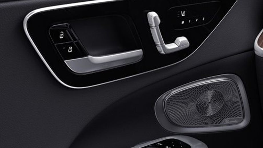 Interior door panel and controls of a Mercedes-Benz C-Class