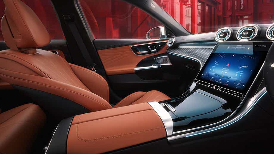 interior dashboard view of a Mercedes-Benz C-Class