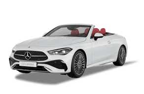 front three-quarter of a Opalite White Mercedes-Benz CLE Cabriolet