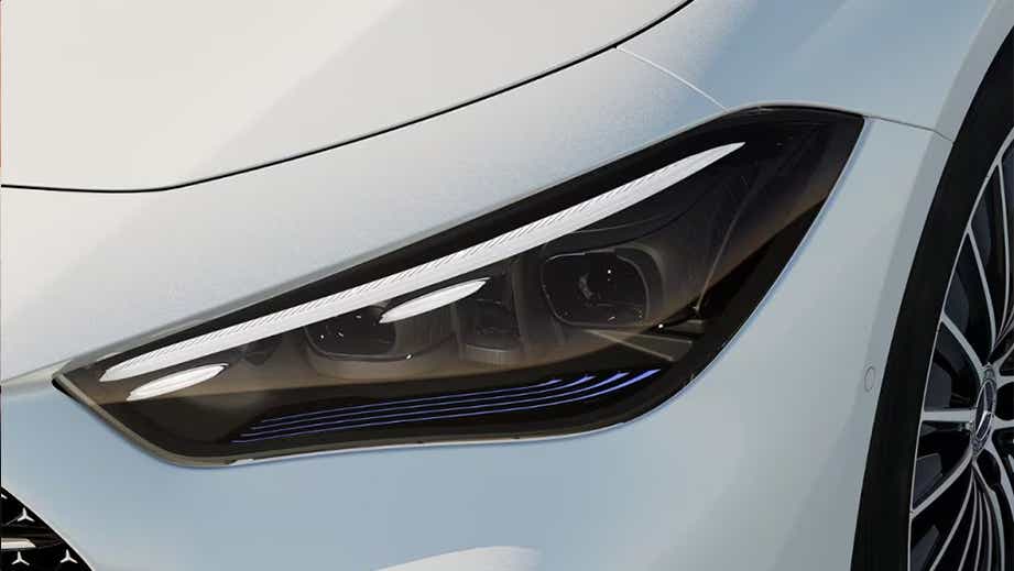 Headlight close-up of a Mercedes-Benz CLE Cabriolet