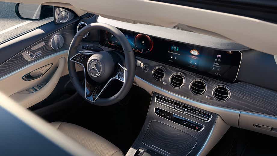 Interior dashboard of a Mercedes-Benz E-Class 2021-2023