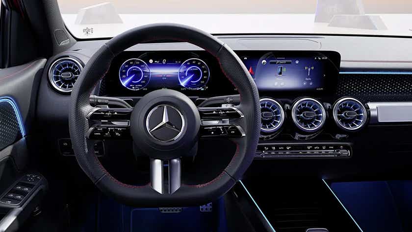 Interior dashboard view of a Mercedes-Benz EQB
