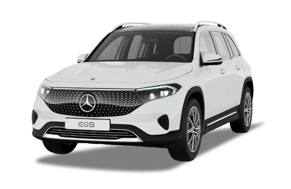 front three-quarter of a Polar White Mercedes-Benz EQB