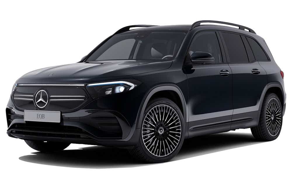 front three-quarter of a Cosmos Black Metallic Mercedes-Benz EQB 2022-23