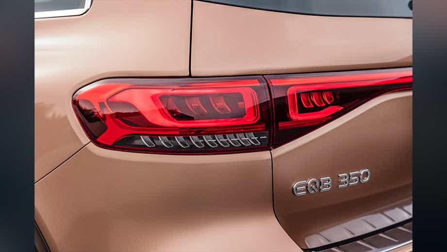 rear tail light and badging of a Mercedes-Benz EQB 2022-23