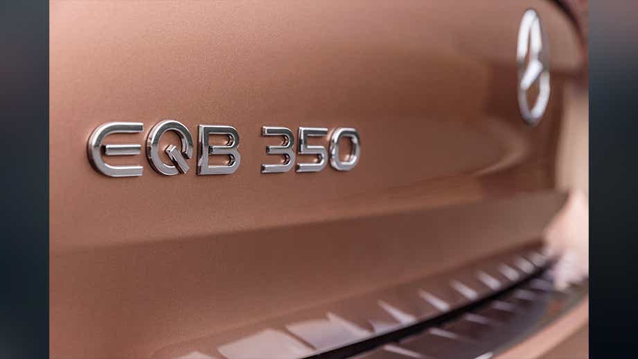Rear badge view of a Mercedes-Benz EQB 2022-23