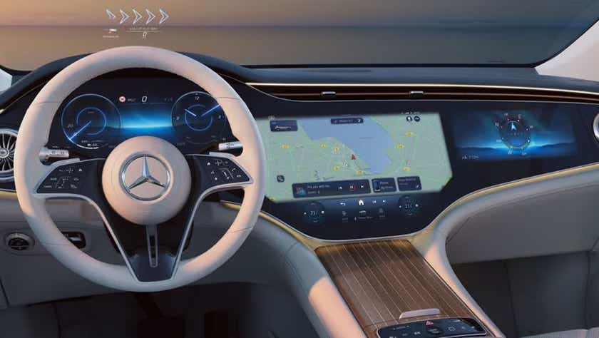 Interior dashboard of a Mercedes-Benz EQS SUV
