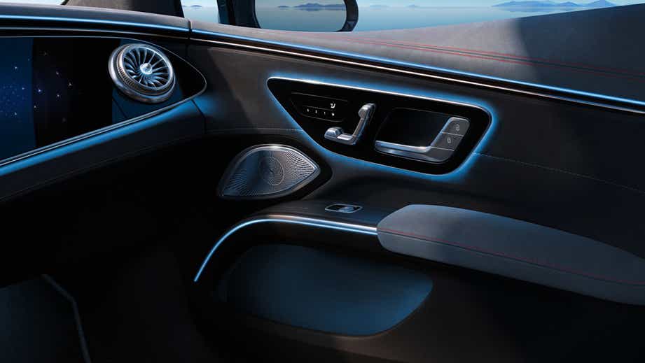 Front passenger door panel of a Mercedes-Benz EQS